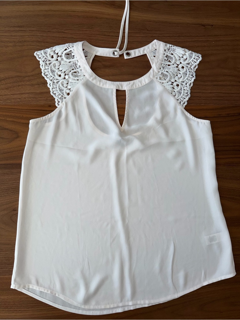 Express White Lace Shoulder Halter Tank Top